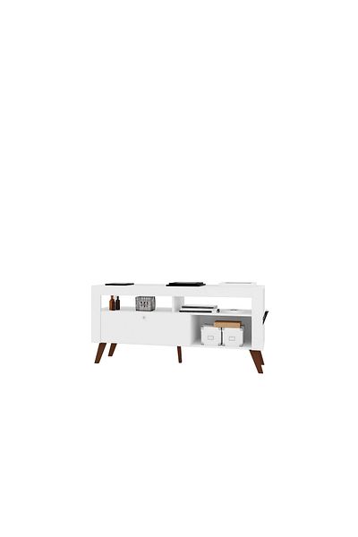 Art In Móveis 50" TV Table with Shelves for Living Room and Home White 136*63*39.2
