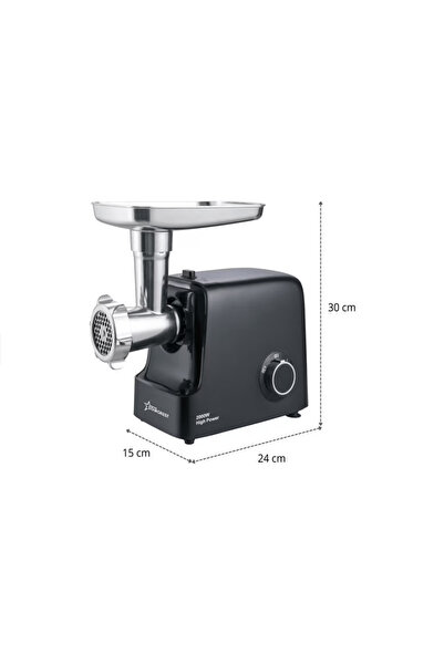 STARCREST STARCREST SMG-2000BK Meat Grinder, 2000 W, Tomato and Sausage Accessory, 3 Cutting Screens, Black
