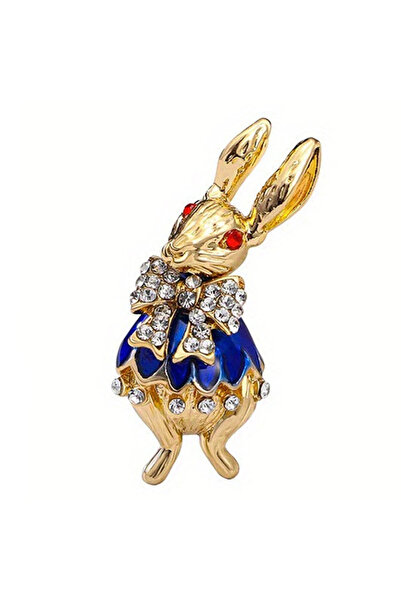 Choice دبوس بروش باروكي عتيق ذهبي اللون قطعة واحدة للسيدات والرجال دبوس كريستال مطلي بالمينا على شكل أرنب شارة زيتية لطيفة