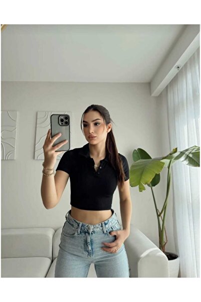 POLO YAKA DÜĞMELİ KISA KOLLU BLUZ