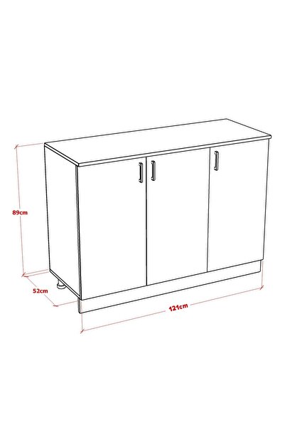 MOBİDEKO Pash Mutfak Dolabi Alt Modül Kapaklı 120 Cm Tezgah Dahil (BAZALI)