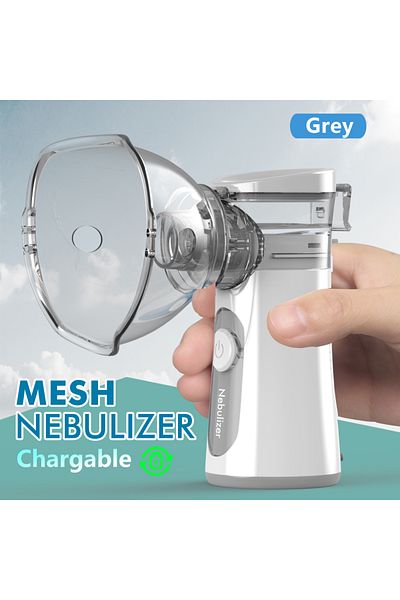 Choice (491S Charge)Gray Rechargeable Mini Handheld Portable Autoclean Inhale Nebulizer Mesh Atomizer Silen