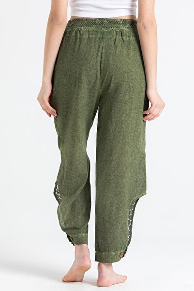 Eliş Şile Bezi Şile Bezi Esma Tied Summer Shalwar Khaki Hk