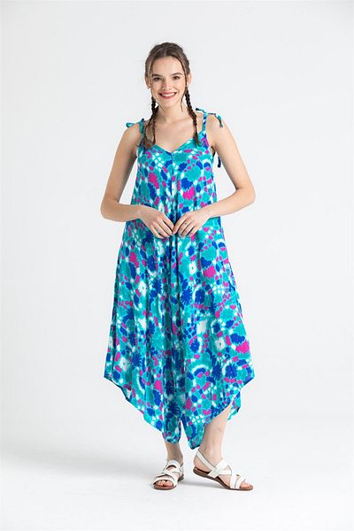 Eliş Şile Bezi Strappy Voile Selin Summer Jumpsuit Abstract Nile Green Syt Nlysl