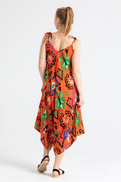 Eliş Şile Bezi Strappy Voile Selin Summer Jumpsuit Ethnic Orange Etnk Trnc