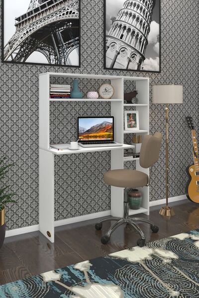 Kenzlife Bilgisayar Çalışma Masası Prost Byz 140*100*20 Kitaplık Sağda Ofis S...