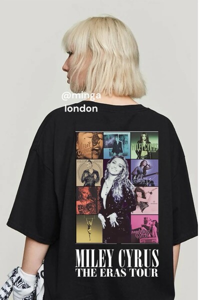 weywot Tricou negru unisex oversize Miley Cyrus The Eras Tour