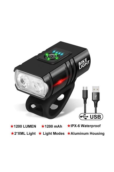 Choice 1000-3000 Mah 1000-1500 Lumen 1200MAH Waterproof LED Bicycle Headlight T6 10W 1200LM 6 Modes USB Rec