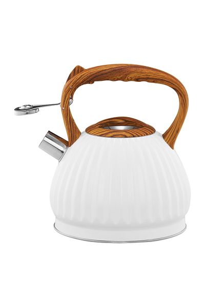 Ambition Ceainic aragaz cu fluier 2.5L (3L), crem, inductie, Curly