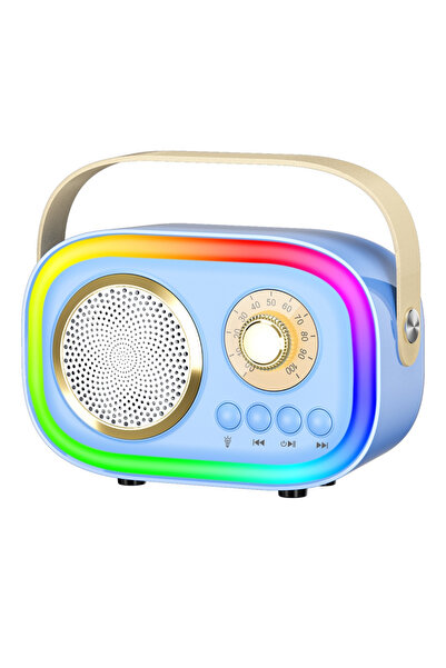 jhy K5 2 Mikrofonlu Bluetooth Bağlantılı Karaoke Hoparlör 2025 Mavi