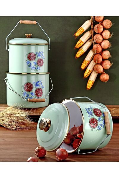 Bonera Σετ Μαγειρικής Εμαγιέ 3 τεμαχίων Μουσταρδί Κίτρινο, Σετ Μαγειρικής Γιαουρτιού 14-16-18 εκ.