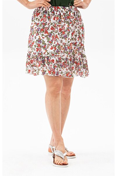 Eliş Şile Bezi Fusta scurtă de vară Buse Voile Model Bud Alb 6165