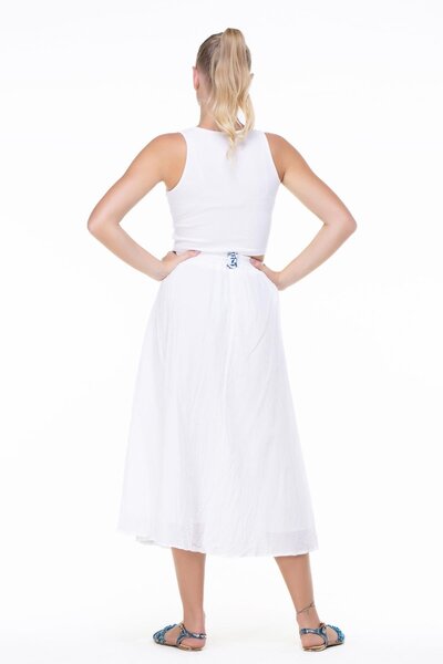 Eliş Şile Bezi Літня спідниця міді Nil Voile Біла Byz Літня спідниця