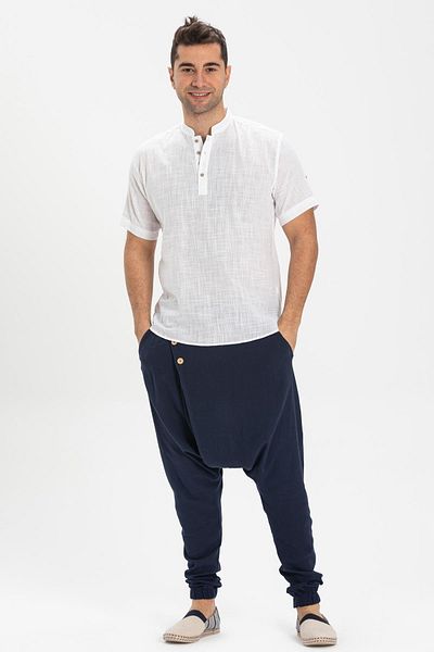 Eliş Şile Bezi Tricou bărbați cu mânecă scurtă șile pânză Bodrum alb 3001