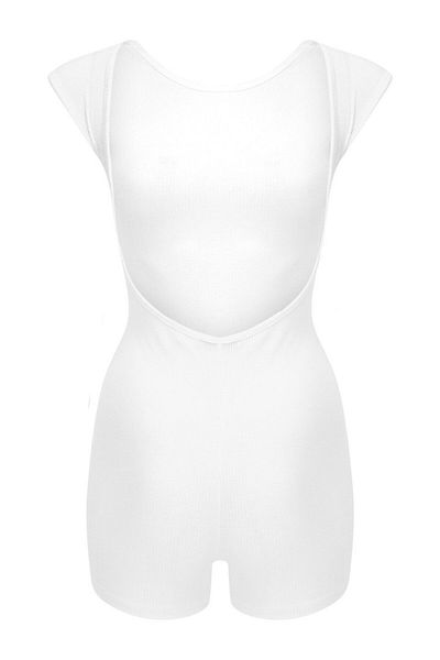La Sarta Salopetă Como cu dungi albe și mini pantaloni scurți cu spatele decoltat
