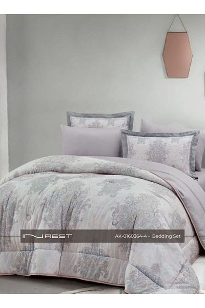 INREST 4-Piece Bedding Set – Single Comforter (170×230 cm)  100% Microfiber Gray