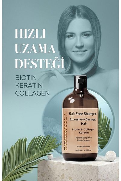 Biobotanica 500ml Keratin Biotin Collagen Hair Shampoo - Anti-Wrain, Salt-Free, Promoting Fast Hair Growth