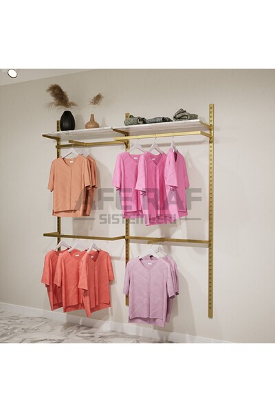 AFE DEKOR Mağaza Raf Sistemi, Askılık Sistemi, Butik Rafı, Mağaza Stand, Giyinme Odası-145*200