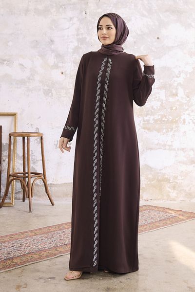 VAVİNOR Βραδινό Φόρεμα Lara Plus Size - Καφέ