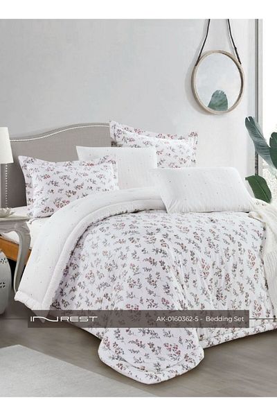 INREST 4-Piece Bedding Set – Includes Single Comforter (170×230 cm) 100% Cotton White