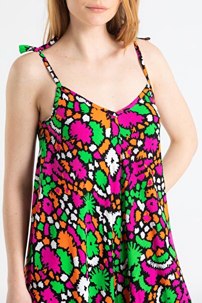 Eliş Şile Bezi Strappy Voile Selin Summer Jumpsuit Abstract Black Syt Syh