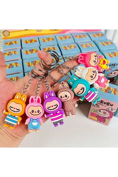 Choice Blind Box 12pcs LABUBUB Blind Box Keychain 12/24pcs Kawai Rabu Cartoon Characters Mysterious Box Roo