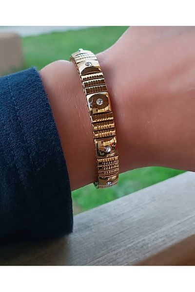 Blotch Stylish and modern Steel Nomi Jewelled Thin Bracelet