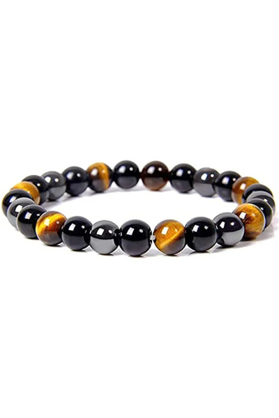 Choice سوار P308 من حجر الهيماتيت المغناطيسي بقطر 8 مم من حجر عين النمر من حج...