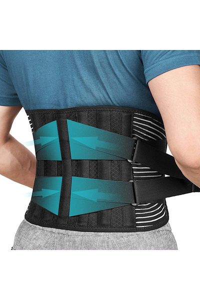 Choice Xxl-waist 125-145cm Black Back Braces For Lower Back Pain Relief With 6 Stays, Breathable Back Suppo