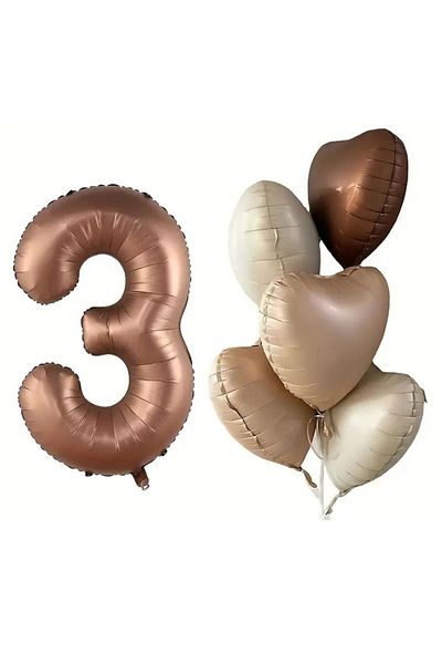 parti sürprizi 3 Year Old Foil Balloon Set with Chocolate Caramel Heart
