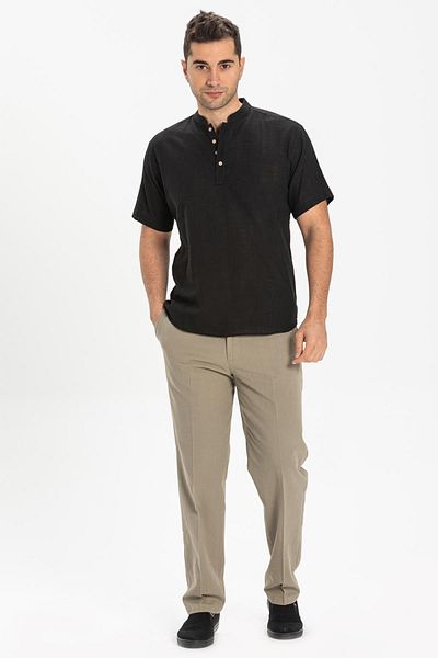 Eliş Şile Bezi Tricou bărbați cu mânecă scurtă șile stofă Bodrum Negru 3003