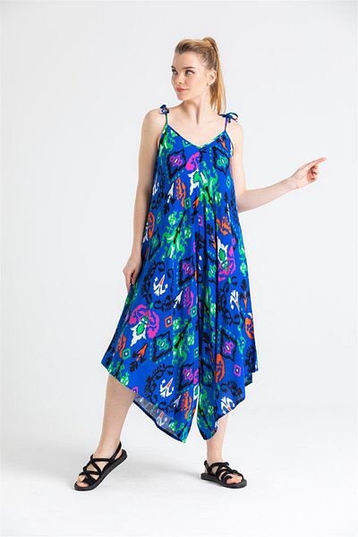 Eliş Şile Bezi Strappy Voile Selin Summer Jumpsuit Ethnic Saks/Syh Etnk Sks