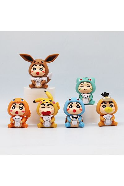 Choice about 6.5-8.5 6pcs Shin Pokemon 6pcs/set Crayon Shin-chan COS Pokemon Psyduck Pikachu Eevee Charmand