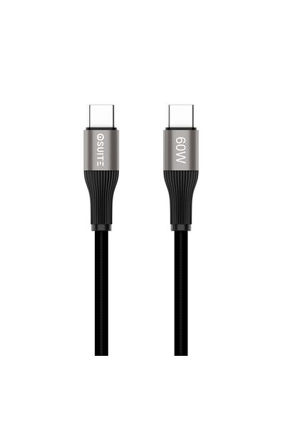 iOsuite كابل (USB-C) إلى (USB-C) برأس من سبائك الألومنيوم - 60 وات - 1.2 متر - أسود