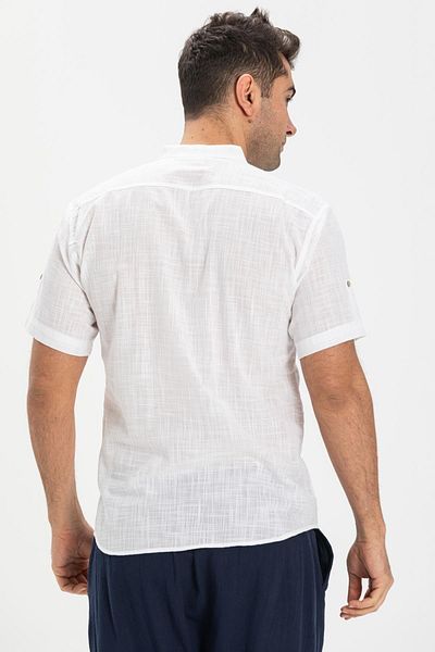 Eliş Şile Bezi Tricou bărbați cu mânecă scurtă șile pânză Bodrum alb 3001