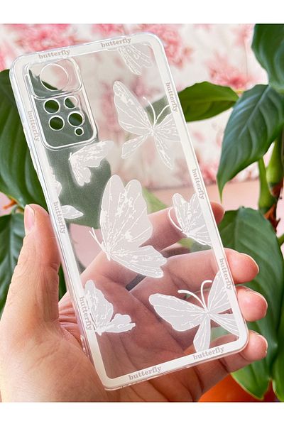 Fibaks حافظة Redmi Note 11 Pro/12 Pro 4g بتصميم منقوش لحماية الكاميرا وغطاء سيليكون شفاف على شكل فراشة