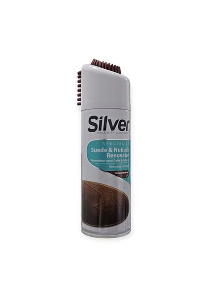 Silver بخاخ ملمع للأحذية مجدد الجلد السويدي وجلد النوبوك يعيد الألوان الباهتة بني 200مل