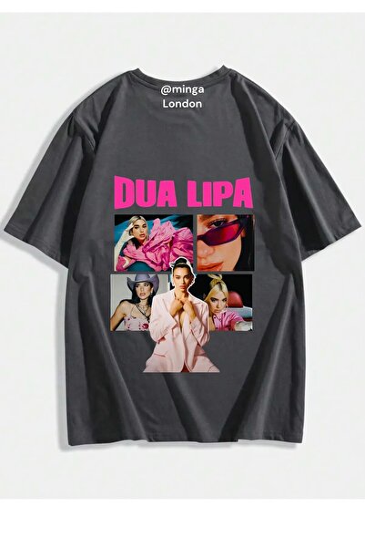 weywot Καπνιστό Dua Lipa Pink Photo Collage Μπροστινό/πίσω Τυπωμένο μπλουζάκι...
