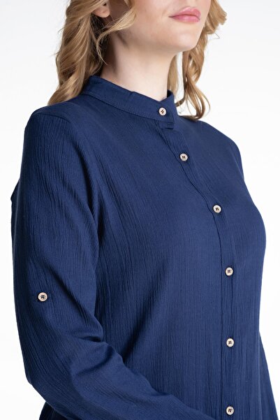 Eliş Şile Bezi Μωβ Μωβ Γυναικείο υφασμάτινο γιακά Judge Summer Tunic