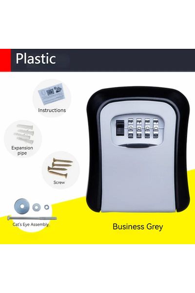 Choice plastic grey Wall Mount Key Lock Box 4 Digit Password Code Security Lock No Key for Home Office Key