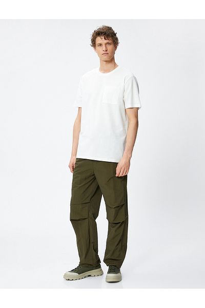 Koton Cotton Basic T-Shirt - Pocket Detail, Crew Neck, Short Sleeve