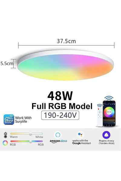 Choice D375mm 48W Smart Modern Ceiling Lamps 220V 30W 48W RGB CCT Smart Home Led Lights WIFI APP Voice Cont