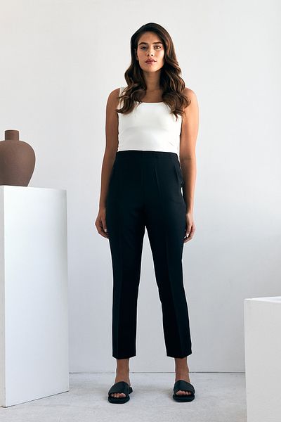 VAVİNOR Black Elastic Waist Trousers