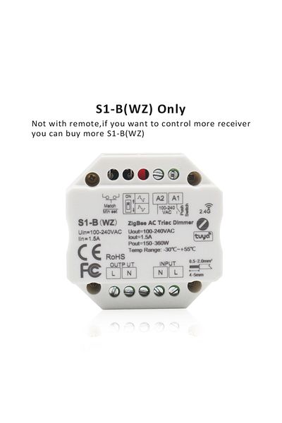 MJJC S1-B WZ Only Zigbee Tuya LED Dimmer 220V 230V Smart RF 2.4G Push Switch Remote Control AC Triac WIFI