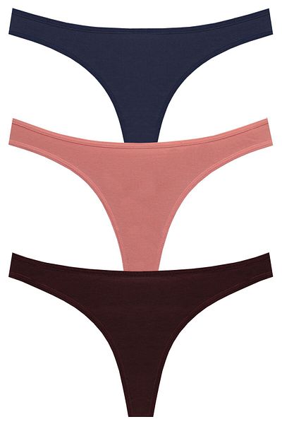 papatya lingerie Pachet economic de 3 bucăți Chiloți tanga din bumbac cu talie joasă Multicolor Bleumarin Puppy Mouth Ciocolată