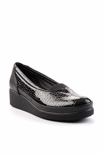 Bambi Shiny Black Crocodile Genuine Leather Women's Casual Shoes01586060111