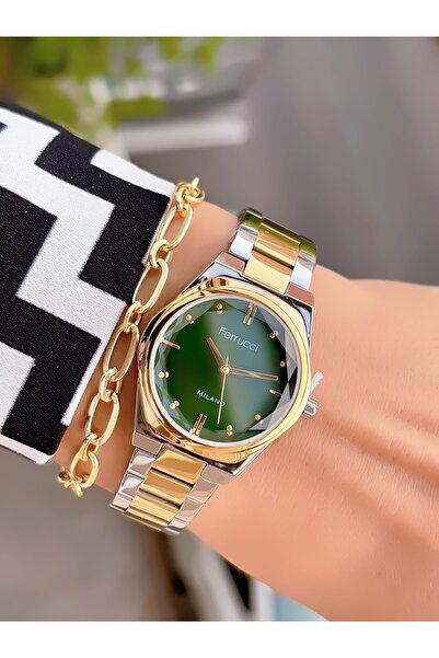 Ferrucci ÇELİK ÖZEL TASARIM KADIN KOL SAATİ+BİLEKLİK HEDİYELİ