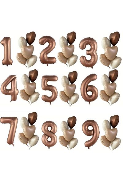 parti sürprizi 8 Year Old Foil Balloon Set with Chocolate Caramel Heart