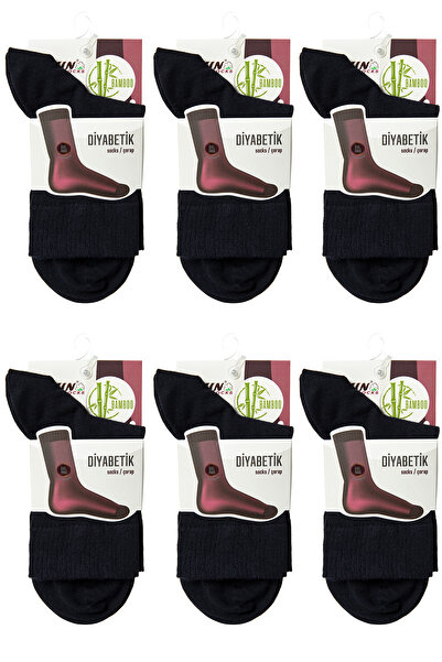 TOLIN Жіночий 12-паретний комплект еластичних шкарпеток з бамбука, синього кольору, для діабетиків (цукровий діабет), що не тиснуть 24408