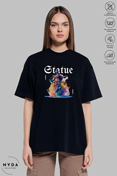 Nyda Collections Unisex majica kratkih rukava sa širokim izrezom, skulpturnim...